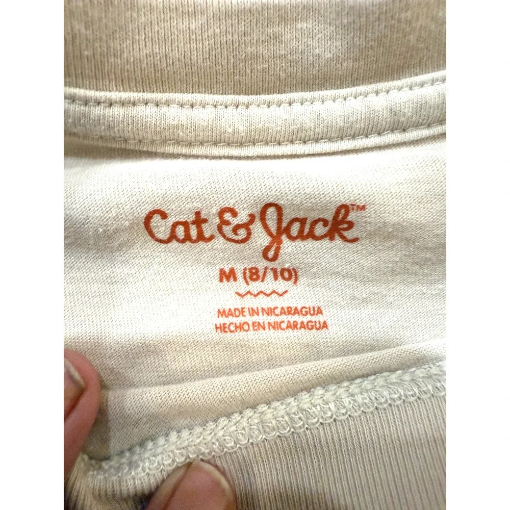 Cat & Jack Shirt Youth Medium 8/10 Beige Felidae Big Cat Graphic Long Sleeve Top